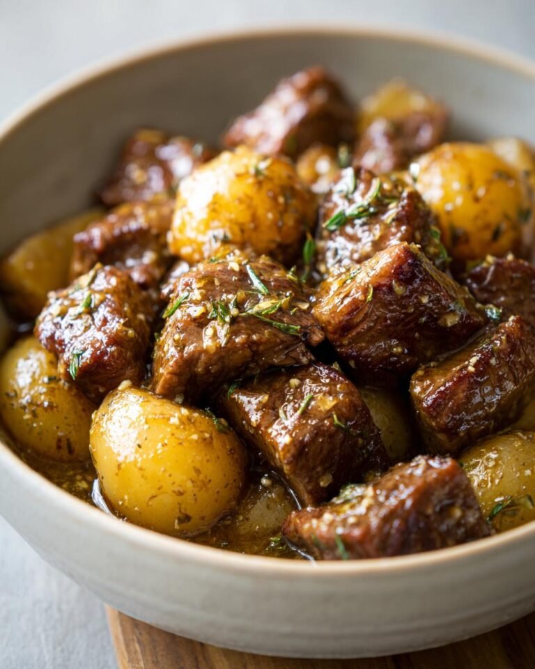 slow cooker garlic butter beef with potatoes
